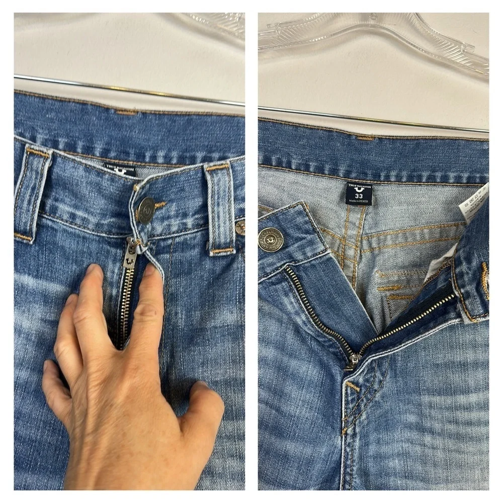 True Religion Ricky Relaxed Straight Leg Jeans Cotton Size 33 in Dust Cloud Mens